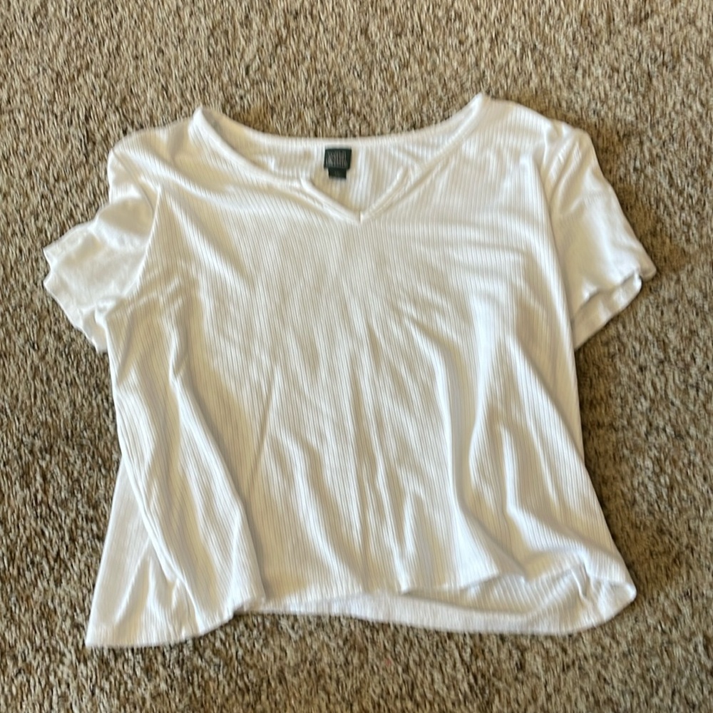 white v cut t-shirt
